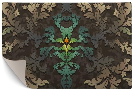 murando - Vinyl Teppich 180x120 cm - PVC Küchenteppich für Wohnzimmer Schlafzimmer Outdoor Läufer Küche Vinylteppich Dünn rutschfest Balkonteppich Design Grüne Blumen Muster f-A-0190-bi-b