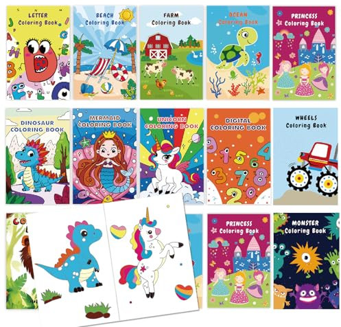 Jatidne 16 Mini Malbücher für Kinder Mitgebsel Kindergeburtstag Gastgeschenke Give Aways Kindergeburtstag