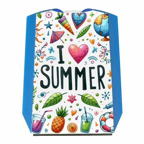 Sommer Parkscheibe mit Spruch I Love Summer mit bunten sommerlichen Motiven und farbigen Texten in bunter Schrift Gute Laune