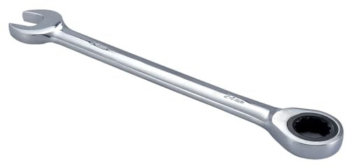 HOHXEN Ratchet Spanner 24 mm, Combination Spanner Fixed Head Ratchet Spanner Combination Wrench, Chrome Vanadium Steel - 1 Pcs