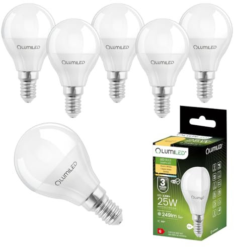 Lumiled LED Lampen E14 P45 2,5W ersetzt (25W Glühlampe) 6 Stück Set 249lm 3000K warmweiß 180° Lichtwinkel 230V Glühbirne Birne Leuchtmittel Tropfenform Kugel Energiesparlampe