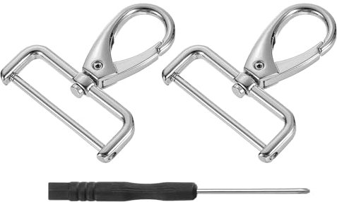 QUARKZMAN 2pz Girevole Chiusure Gancio 38mm(1-1/2) D Anello Staccabile Scatto Gancio Metallo Moschettone Artiglio Chiusura Gancio con Cacciavite per Borsa Portachiavi Fai Da Te Argento
