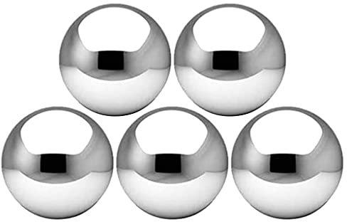 5 Stück Edelstahl-Kugeln, poliert, hohl, reflektierend, Gartenkugel, schwimmende Teichkugeln