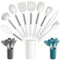 Joyfair Kitchen Utensils Set, 10 Pcs Silicone Cooking Utensils Set with Stainless Steel Handle, Heat Resistant Cooking Tools Spatula Turner Spoon with Holder, Dishwasher Safe & Non Scratch, White