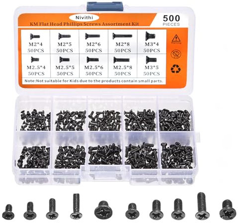 Nivithi 500 pièces Kit de Vis Pour Ordinateur Portable Universel et Disque-Vis pour Ordinateur Portable,Vis M2,Vis M3,Vis M2.5,Vis SSD - Kit de Vis Minuscule pour PC et Laptop