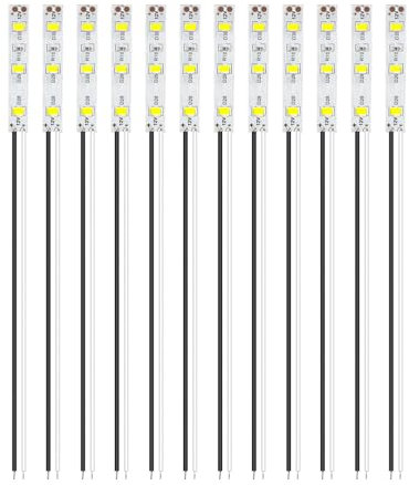 HUAZIZ 12 Stücke 50mm VorDrahtete Streifen, 2335 SMD LED, 12-18V LED Streifen, Modellbau Led Beleuchtung, Weiß