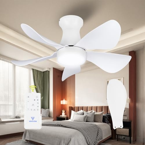 Vagizm Ventilateur Plafond avec Lumiere pour Chambre: Ventilateur Plafond Silencieux - 6 Vitesses Télécommande et LED Dimmable Moteur DC Réversible - Convient pour l'hiver et l'été - 005W5 v