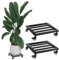 YRHome 2 rotoli per piante in metallo, colore nero, per esterni e interni, sottovaso con rotelle, per piante, con ruote, base a rullo, quadrato, 30 cm, fino a 160 kg