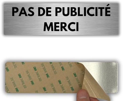 LEIASA | Panneau Adhésif Publicité Non Admise - 5x18 cm - Épaisseur 0,8 mm - Aluminium - Panneau Interdiction Publicité - Signal Zone Sans Publicité - Espace Sans Annonces
