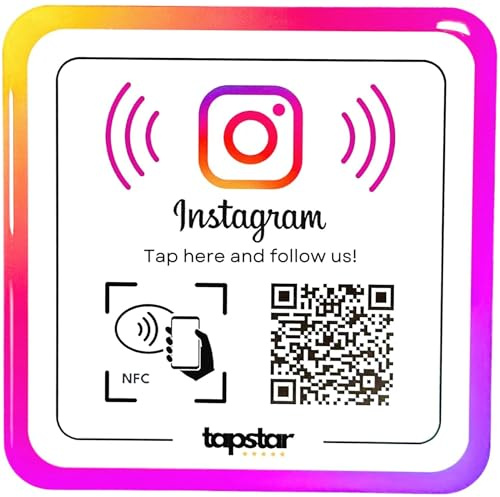 Acrylic Plate for Instagram Followers NFC & QR - NFC QR Sticker for Instagram - Follow Us - Boost Followers - Easy Setup with Web App - Compatible with Android & iPhone - No Subscriptions