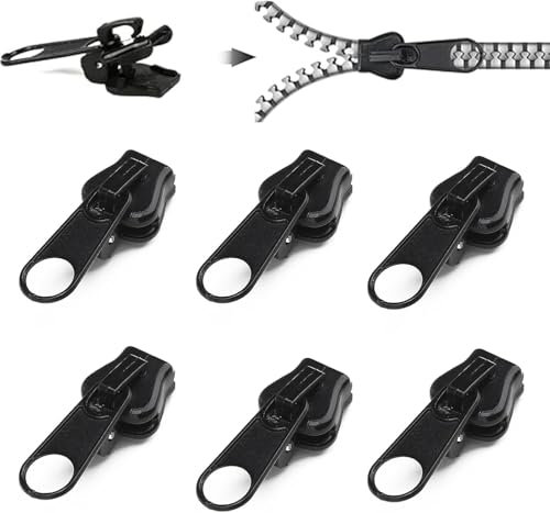 Lot de 6 kits de réparation de fermeture éclair de rechange 3 tailles pour fermetures éclair instantanées #3#5#8 en plastique et nylon pour bagages, sacs à dos, vestes, jeans, fixation sans outils