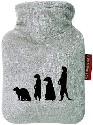 Huuraa Wärmflasche Erdmännchen Silhouette Geschenk | Veloursbezug Geschenkidee mit Motiv Auslaufsicher mit waschbarem Bezug