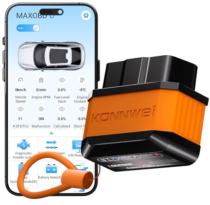 KONNWEI OBD2 Scanner Bluetooth 5.2, Wireless Car Scanner Diagnostic Tool for iOS & Android, Car Check Engine Code Reader & Scan Tool with Power ON/Off Button for Car Owners