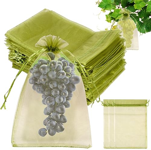 200 Pezzi Sacchetto Protettivo per Uva Protezione per Viti con Cerniera Riutilizzabile Sacchetto in Maglia Protezione per Frutta per Giardino Sacchetto di Rete Protezione per Uva, Mango, Mele