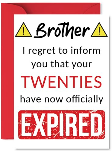 Funny 30th Birthday Cards for Brother, Your Twenties Have Expired | Happy Birthday Card for Brother from Sister Step Sibling, A5 Banter Joke Humour Bday Greeting Cards Gift