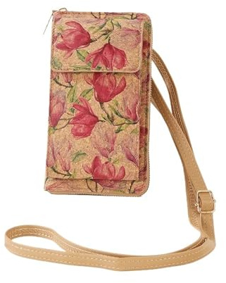 AMENGJ Handytasche Zum Umhängen Vintage Kork Handytasche Damen Multifunktionale Großraum-Crossbody-Kartenhalter PU-Leder Vertikales Modell Geldbörse(COLOR 2)