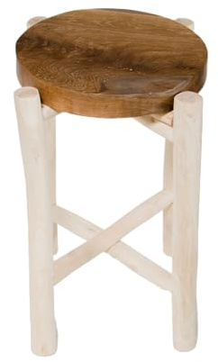 mgc24 Klappbarer Hocker aus massivem Teakholz rund Ø40cm x 50cm – vielseitiger Beistelltisch, Pflanzenständer und dekoratives Möbelstück für Innen- und Außenbereich