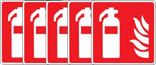 5 Stickers Emplacement Extincteur 20x20 cm – Pictogramme Sécurité Incendie – Autocollant Résistant Intérieur/Extérieur – Signalisation Conforme – PVC – Rouge