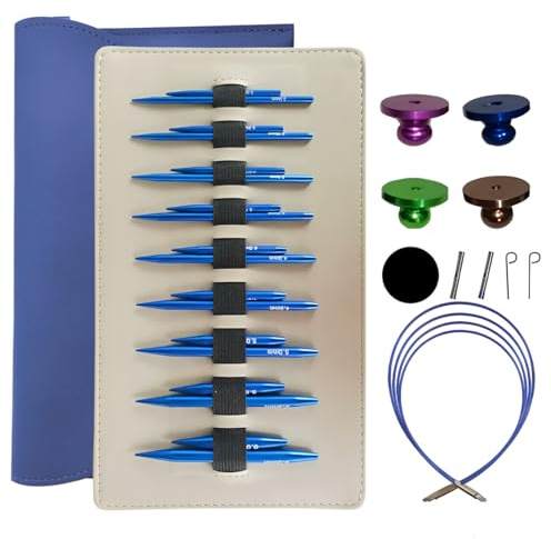 PHYNDR Set di Ferri Da Maglia Circolari Intercambiabili, 9 Paia, Set Uncinetto Professionale, Per Principianti E Adulti, Unisex