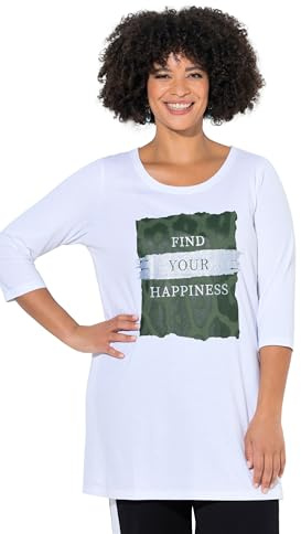 Angel of Style Damen große Größen Übergrößen Plus Size T-Shirt, A-Linie, Glitzer-Motiv mit Schriftzug, 3/4-Ärmel schneeweiß 58 849082200-58