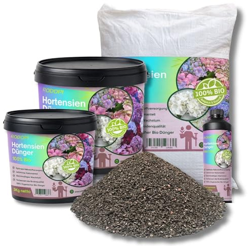 Bio Hortensien Dünger NPK 7-3-8 - Spezialdünger für Hortensien, Kamelien & Bougainvillea - Sofort- und Langzeitwirkung bis 100 Tage - für Garten, Balkon, Terrasse & Kübel 7Kg