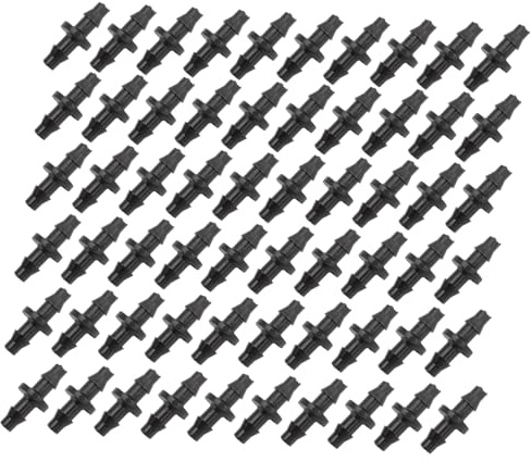 Raccordi Diritti per Irrigazione a Goccia 100 Pezzi 4/7mm | Plastica Nera, Montaggio senza Attrezzi, Compatibili con Tubazioni PE e PP e Serretti