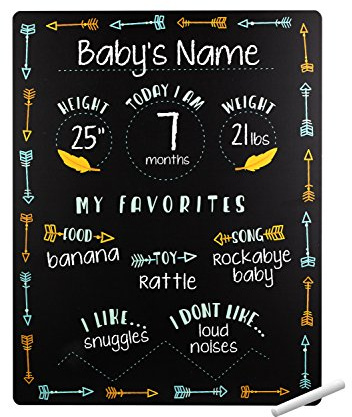 Tiny Idea’s Arrows Baby Milestone Chalkboard, Gender-Neutral Baby Photo Prop, Baby Décor Accessory, Black