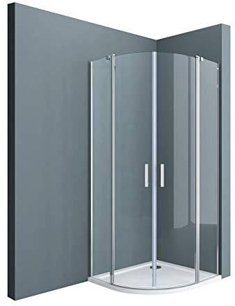 Sogood cabine de douche avec bac à douche pare-douche douche en quart de cercle 100x100x195 Ravenna52K verre transparent ESG 6mm NANO