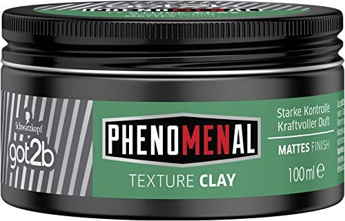 got2b Phenomenal Texture Clay Halt 5 (100 ml), Haarwax für Männer verleiht einen phenomenalen, matten Barbershop Style, für kürzeres Haar geeignet, vegane Formel