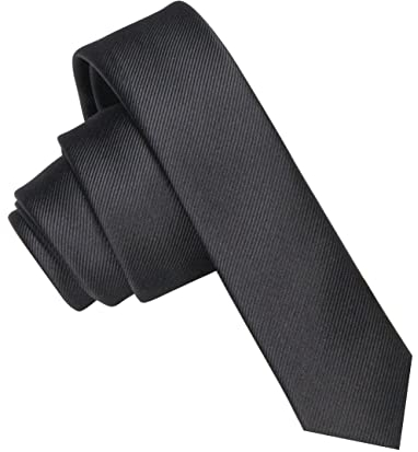 JEMYGINS schmale Herren Krawatte einfarbig in verschiedenen Farben 4cm, Schwarz, Slim