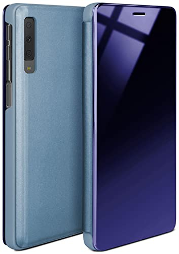 moex Void Case für Samsung Galaxy A7 (2018) Hülle in Hochglanz Optik, Clear View Cover Spiegelhülle, Flip Case 360 Grad Schutzhülle mit Spiegel, Rundumschutz Handyhülle, Türkis