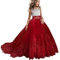 TTYAOVO Filles Sol Longueur Dentelle Princesse Mariage Robe Tulle Robe (Taille130) 6-7 Ans 406 Rouge