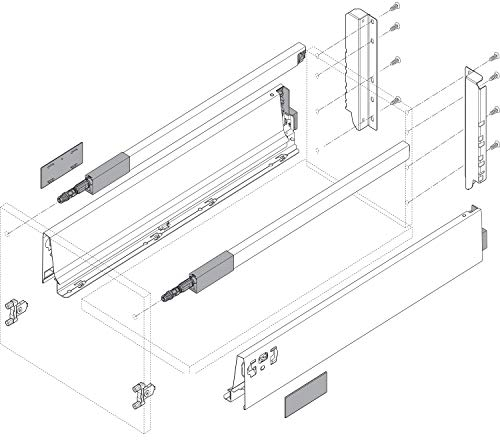 Blum Tandembox antaro C-Reling Schubladenschienen-Set | 1 Paar, 65kg 500mm | Vollauszug Blumotion, seidenweiß