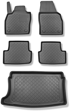 Mossa Set - TPE Fußmatten Auto + Kofferraumwanne kompatibel mit Seat Ibiza V 6F Hatchback (06.2017- ) - schwarz Automatten Autoteppiche + Kofferraummatte rutschfest Schutzmatte - G1