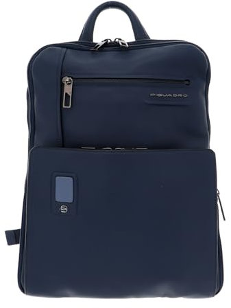 PIQUADRO Akron Zaino piatto in pelle porta PC 14 ad uno scomparto e schermatura RFID, Blu