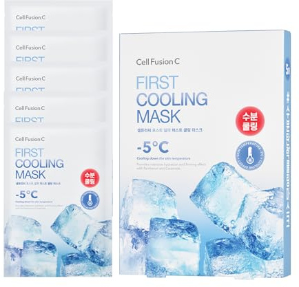 Cell Fusion C Post Alpha First Cooling Sheet Mask 5EA, Hydrating, Cooling and De-puffing, Glacial Water & Panthenol, Korean Skin Care