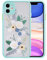 Ownest Kompatibel mit iPhone 11 Hülle Blumen Silikon Handyhülle Aesthetic Matt TPU PC Muster Mädchen Fraun Stoßfest Schutzhülle - Blau