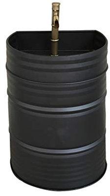 FINDYU Lavandino con Rubinetto Stile Industriale Secchio di Vernice A Pavimento Lavandino del Bagno Retro Ferro Metallo Lavabo Vintage (Colore : Nero)