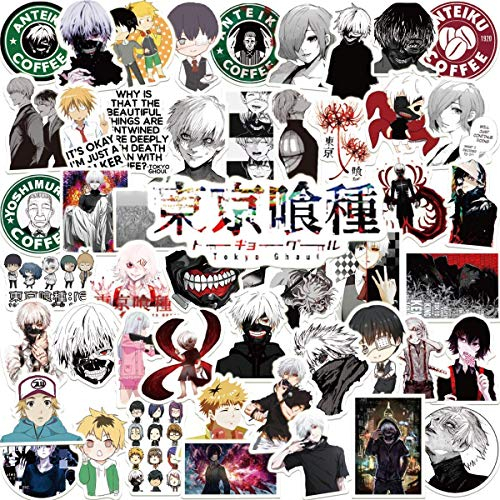 50PCS Tokyo Ghoul Stickers, Anime Tokyo Ghoul Stickers for Laptop Phone Water Bottle Luggage Car Motorcycle Bicycle,DIY Decoration