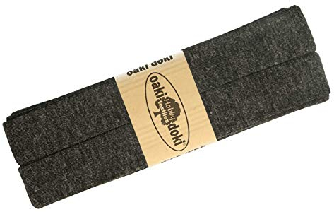 Schrägband Jersey 3m Breite 20mm Oaki Doki Tricot de Luxe Einfassband elastisch über 80 Farben, Farbe:dunkelgrau meliert