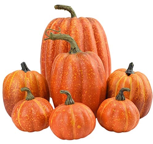 Moanyt 7 Stück Deko Simulation Schaum Kürbisse, Zierkürbisse Halloween Dekoration,Herbsternte Thanksgiving Party DIY Speisekürbis