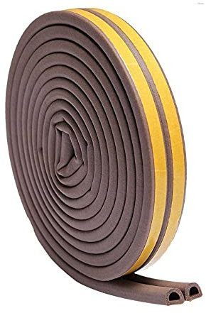 Door Window Draught Excluder Strip, Self Adhesive D Type 10m Rubber Seal Weather Strip Foam Tape for Doors and Windows - Door Insulation Strip Foam Seal for Water-Proofing, Wind Noise Sound