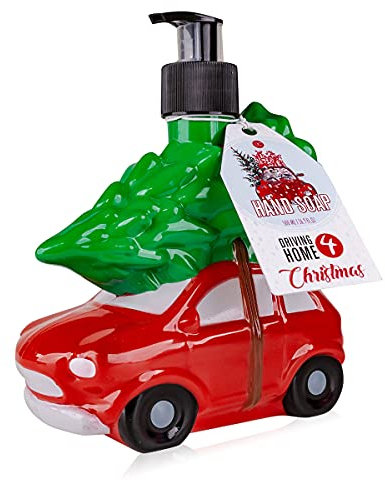 Sapone decorativo per Natale e Avvento | Sapone liquido per le mani | Dispenser di sapone profumato con sapone liquido | Idee regalo mamma migliore amica nonna donna | Auto con albero di Natale