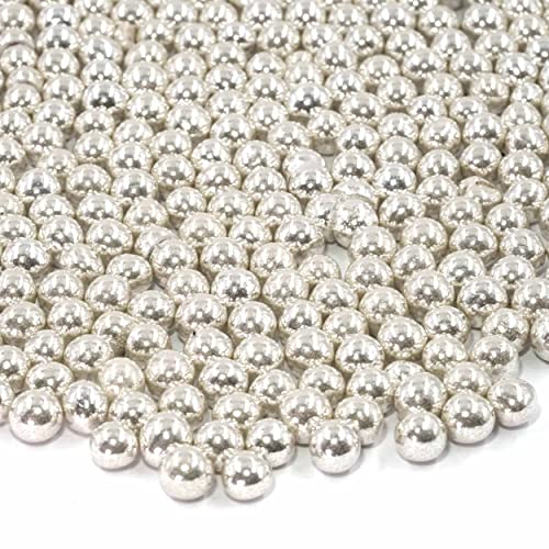 Streusel Glück Schokokugeln Crispy mini silber metallic 150g - Perlen Schoko Zuckerperlen Sprinkles Schokostreusel für Kindergeburtstag Weihnachten Geburtstag Cupcakes Cake Pops Muffins Tortendeko