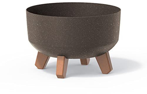 Pot de fleurs bas 3,8L avec pieds amovibles et insert 235 mm, café