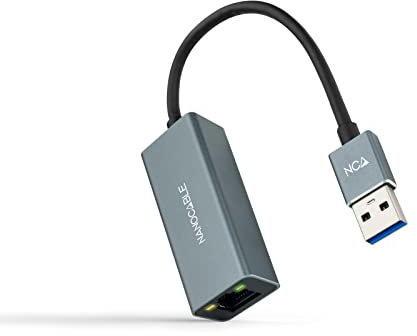 Nanocable 10.03.0405 - Conversor USB 3.0 a Ethernet Gigabit 10/100/1000 Mbps, Aluminio, Gris, 15 cm