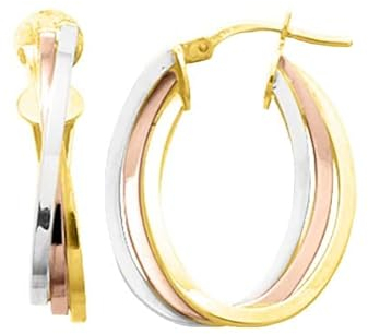 18k Creolen 3 Gold - Ohrringe Durchmesser 20 mm - Damen Goldschmuck 750/1000