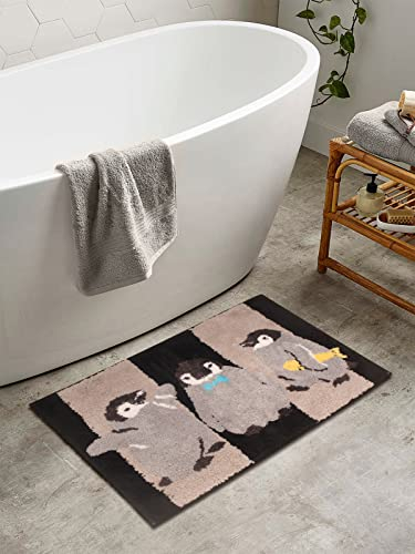 Badezimmerteppich Pinguin Brown Badematte Flauschig Mikrofaser Badvorleger rutschfest Duschvorleger Schnelltrocknend Badteppich Waschbar Duschvorleger Verdicken Badematten Badmatte 50x80cm