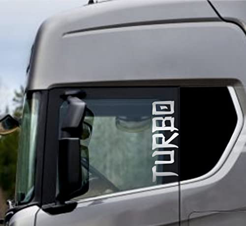 DualColorStampe Aufkleber kompatibel mit Scania Daf Iveco Man LKW Zubehör LKW Aufkleber LKW Fenster Turbo Cod.0305 (Silber 90)