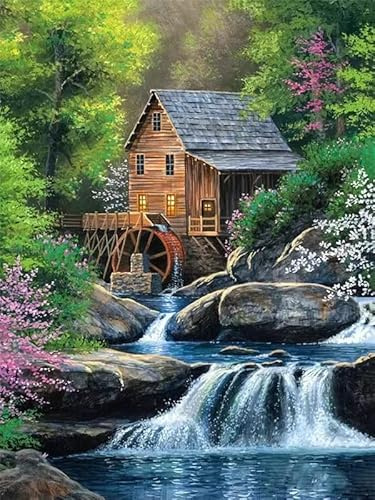 XIATIAN House Landscape Diamond Painting Kit, Diamond Art Adults 12x16 Inch